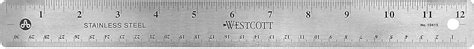 Westcott Stainless Steel 12 Inch Office Ruler With Non Slip Cork Base