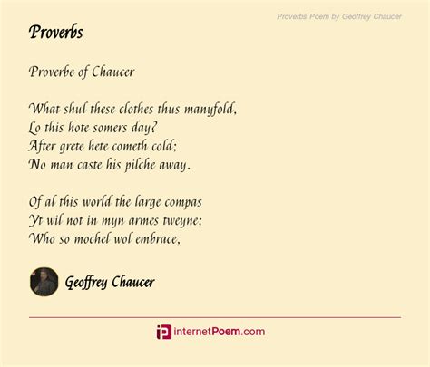 Proverbs Poem by Geoffrey Chaucer