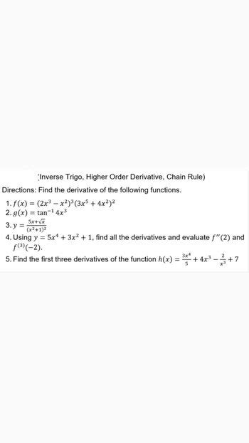 Answered Find The First Three Derivatives Of The Bartleby