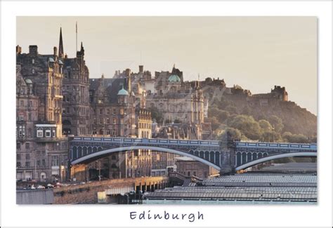 North Bridge Old Town Buildings And Castle Edinburgh Postcard H Std Cb