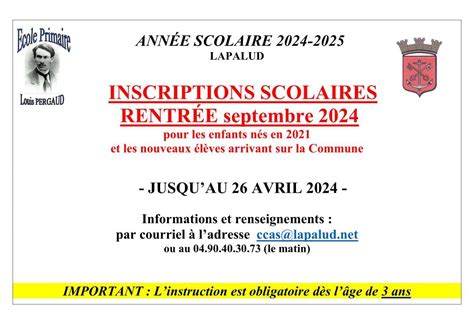 Inscriptions Scolaires 2024 2025