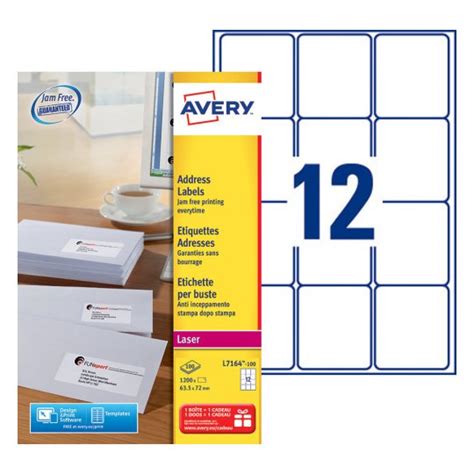 L7164 100 1200 Etiquettes Adresses Blanches 63 5 X 72 Mm AVERY