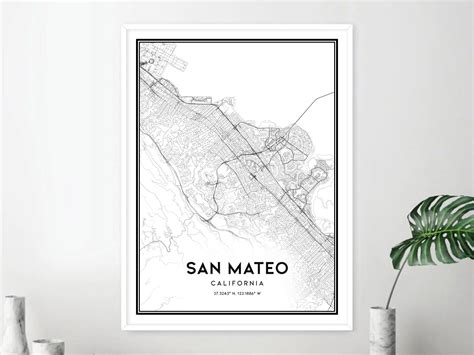 San Mateo Map Print San Mateo Map Poster Wall Art Ca City Etsy