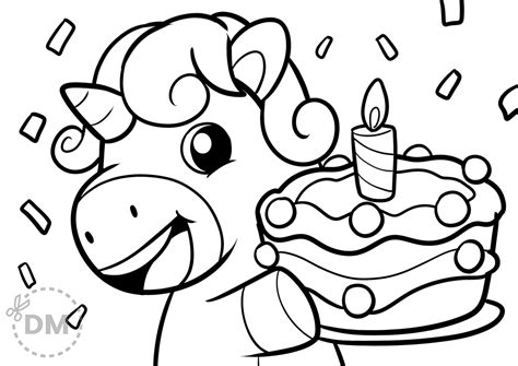 Unicorn Happy Birthday Coloring Coloring Pages