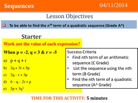 Quadratic Sequences By Tomcosgrove Teaching Resources