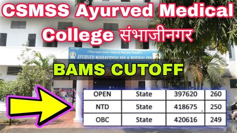 Csmss Ayurvedic Medical College Sambhajinagar Bams Cutoff