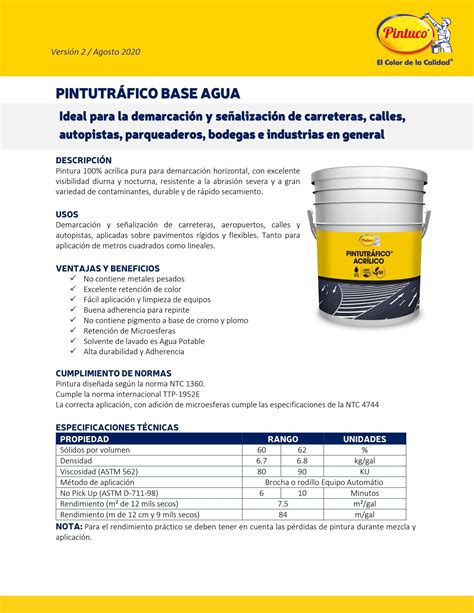 Ficha técnica pintu trafico acrílica base agua by Grupo Treinta Issuu