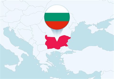 Premium Vector | Europe with selected Bulgaria map and Bulgaria flag icon