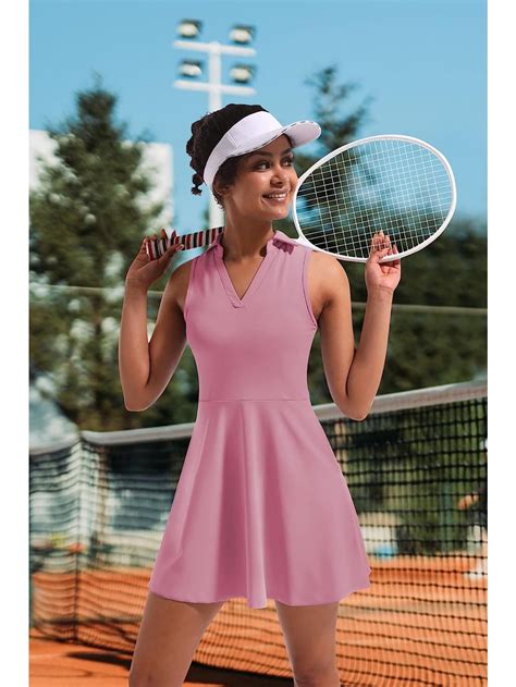 Women S Sexy Tennis Dress Workout Golf Dress Built In Shorts Pocket Sleeveless Athletic Dresses