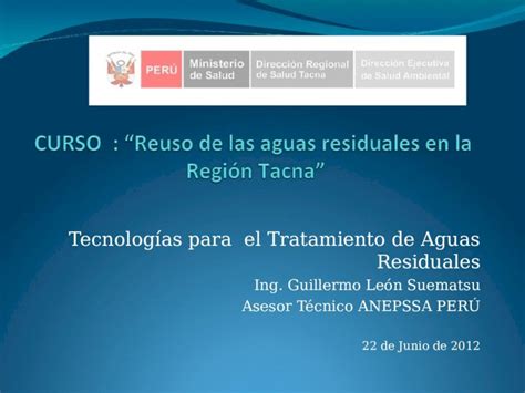 Ppt Tecnolog As De Tratamiento De Aguas Residuales Tacna Ppt