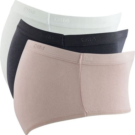 Dim Boxers Femme Coton Ecodim Gris Granite Rose Meringue Blanc