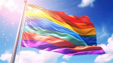 Premium AI Image | LGBTQ rainbow flag on the blue sky