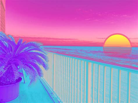 Vaporwave Beach Photo I Took And Vaporwaved Rvaporwaveart