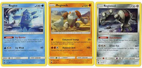 Pokemon Legendary Set Regice Regirock Registeel Celestial Storm Rare Card Lot 3 Piece Set