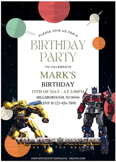 Free Editable Pdf Transformers The Rise Of The Beast Birthday