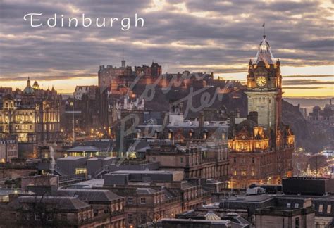 Edinburgh Castle And City At Dusk Edinburgh 4 Postcard H Std Cb