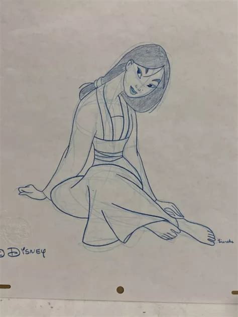 Official Walt Disney Studio Animation Drawing Of Mulan With Coa