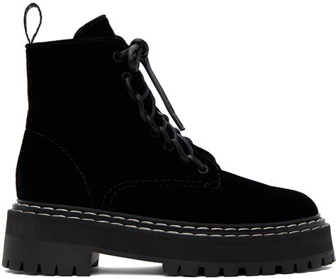 Proenza Schouler Black Lug Sole Combat Boots Ssense