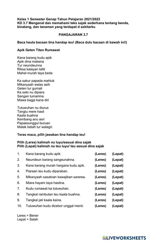 Latihan Soal Online Exercise For 1 Live Worksheets