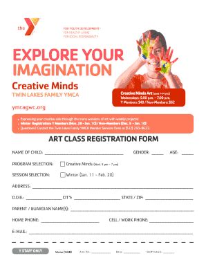 Fillable Online Ymcagwc Creative Minds Registration Form YMCA