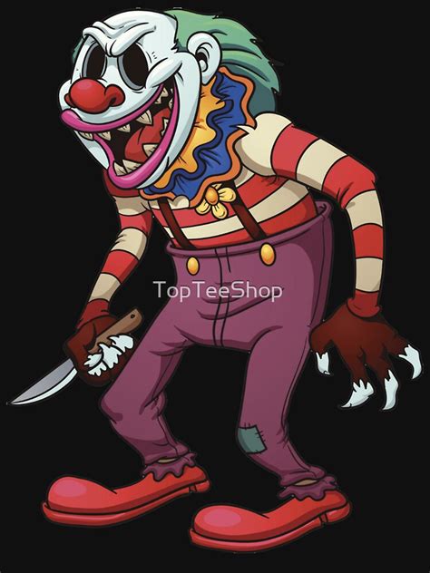 Evil Clown Horror Killer Clowns With Dagger Funny Halloween Scary Haunted House T Shirt By