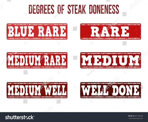 Degrees Steak Doneness Grunge Rubber Stamps Stock Vector Royalty Free