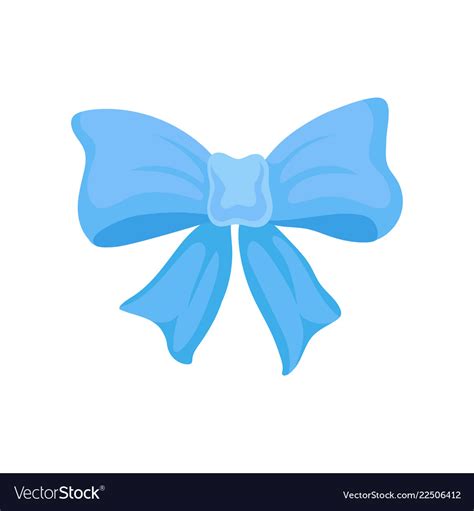 Big Bright Blue Bow Made Of Satin Ribbon Cute Vector Image