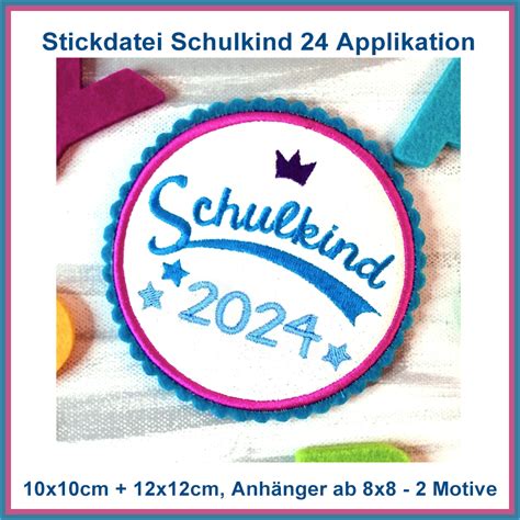 Stickdatei Schulkind Button Applikation Schulanfang