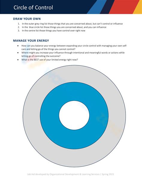 Free Printable Circle of Control Worksheet Collection