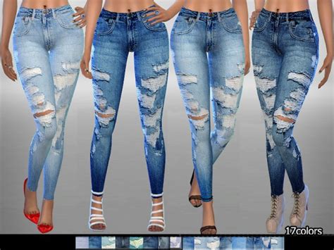 The Sims Resource Ripped Denim Jeans By Pinkzombiecupcake Sims