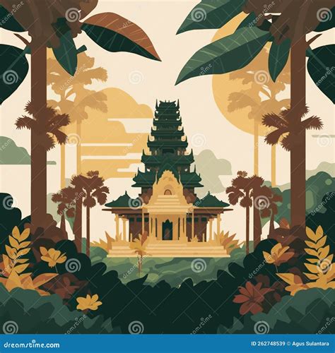 Bali Hindu Temple Nyepi Silent Day Indonesia Island Vector Flat