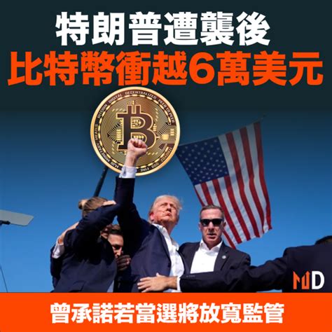 【md加密貨幣】特朗普遭襲後比特幣衝越6萬美元 作者 Market Digest