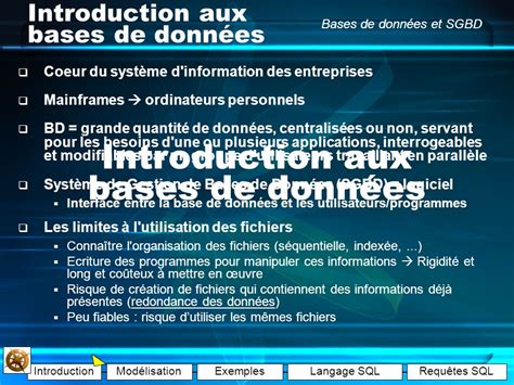 Bases De Donn Es Et Sgbd Ppt T L Charger