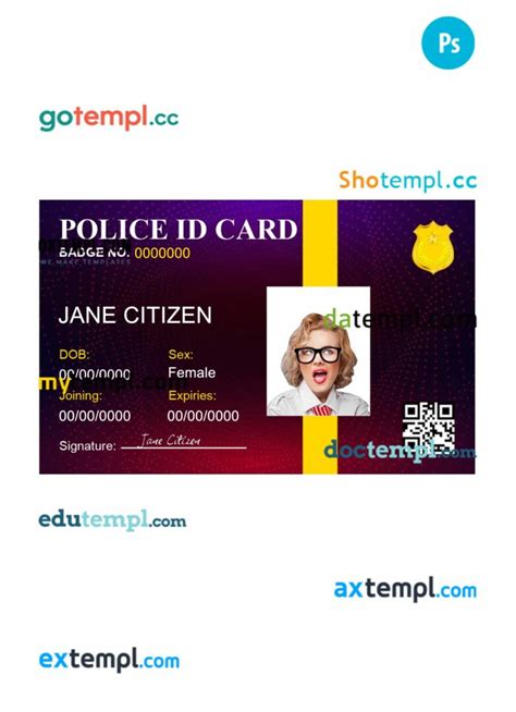 Police ID card PSD template, version 5 - Faketemplate.ru