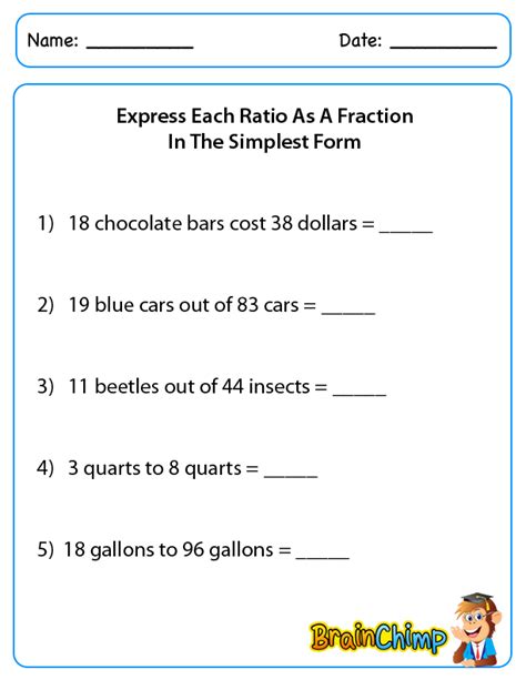 Ratio To Fraction Worksheet