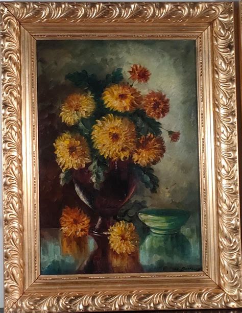 Proantic Paire De Tableaux Bouquets De Fleurs Huile Sur Toile