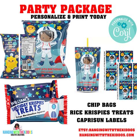 Little Space African American Astronaut Party Package Etsy In 2021 Astronaut Party Party