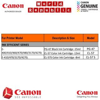 Canon PG47 CL57 CL57s Original Ink Cartridges PG 47 PG 47 Black CL 57