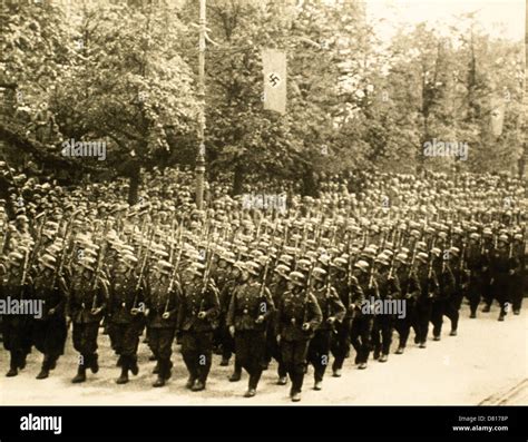 Marching Troops During Military Parade, Germany, Circa 1930's Stock ...