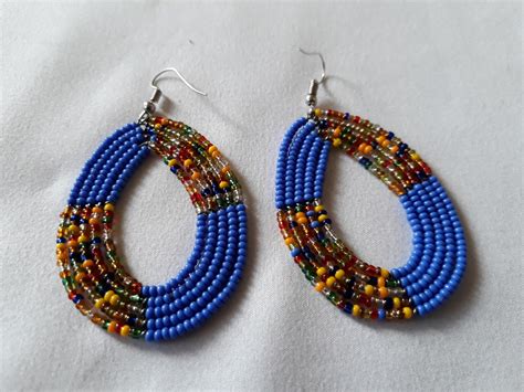 Maasai African Earrings Zulu Earring Black Beaded Earrings Etsy