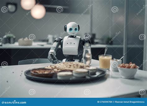 Robot Chef in the Kitchen, Preparing Breakfast with Advanced AI ...