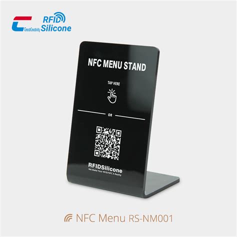 Custom Blackwhite Acrylic Plastic Qr Code And Nfc Menu Stands