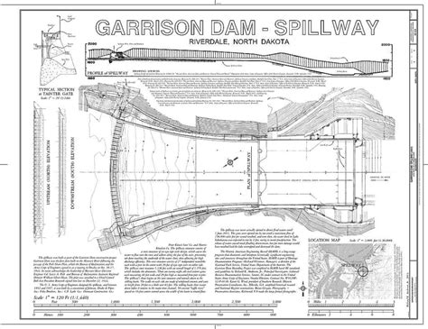 Garrison Dam, Spillway, State Route 200 at Missouri River, Riverdale ...