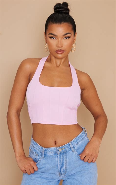 Candy Pink Bandage Halter Crop Top Prettylittlething Usa