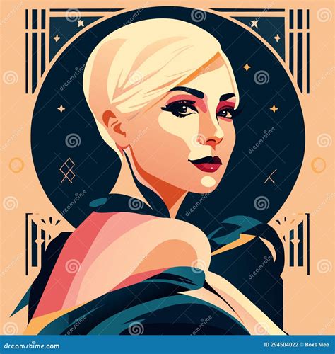 Retro Portrait Of A Beautiful Woman Vector Illustration In A Flat Style Stock Vector