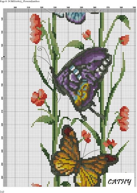 Gallery ru Фото 9 papillons florette Cross stitch flowers