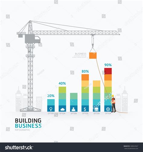 Infographic Business Graph Template Designbuilding Success Stock Vector ...