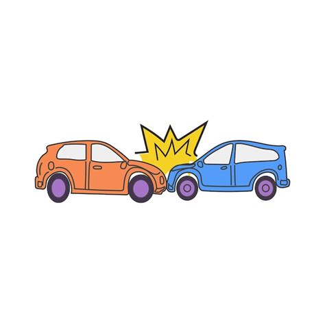 Ilustración De Vector De Accidente De Coche Un Dibujo De Dibujos Animados De Dos Coches Con Uno