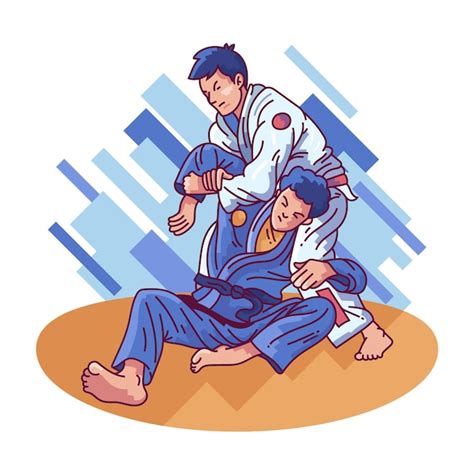 Atletas De Jiu Jitsu Luchando Vector Gratis