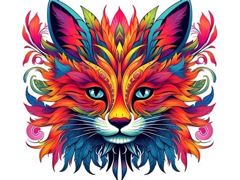 Colorful Lion Face Head Vivid Colors Pop Art Vector Illustrations Black